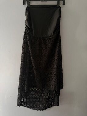 Bisou Bisou Black Lace Swim Coverup Skirt or dress
